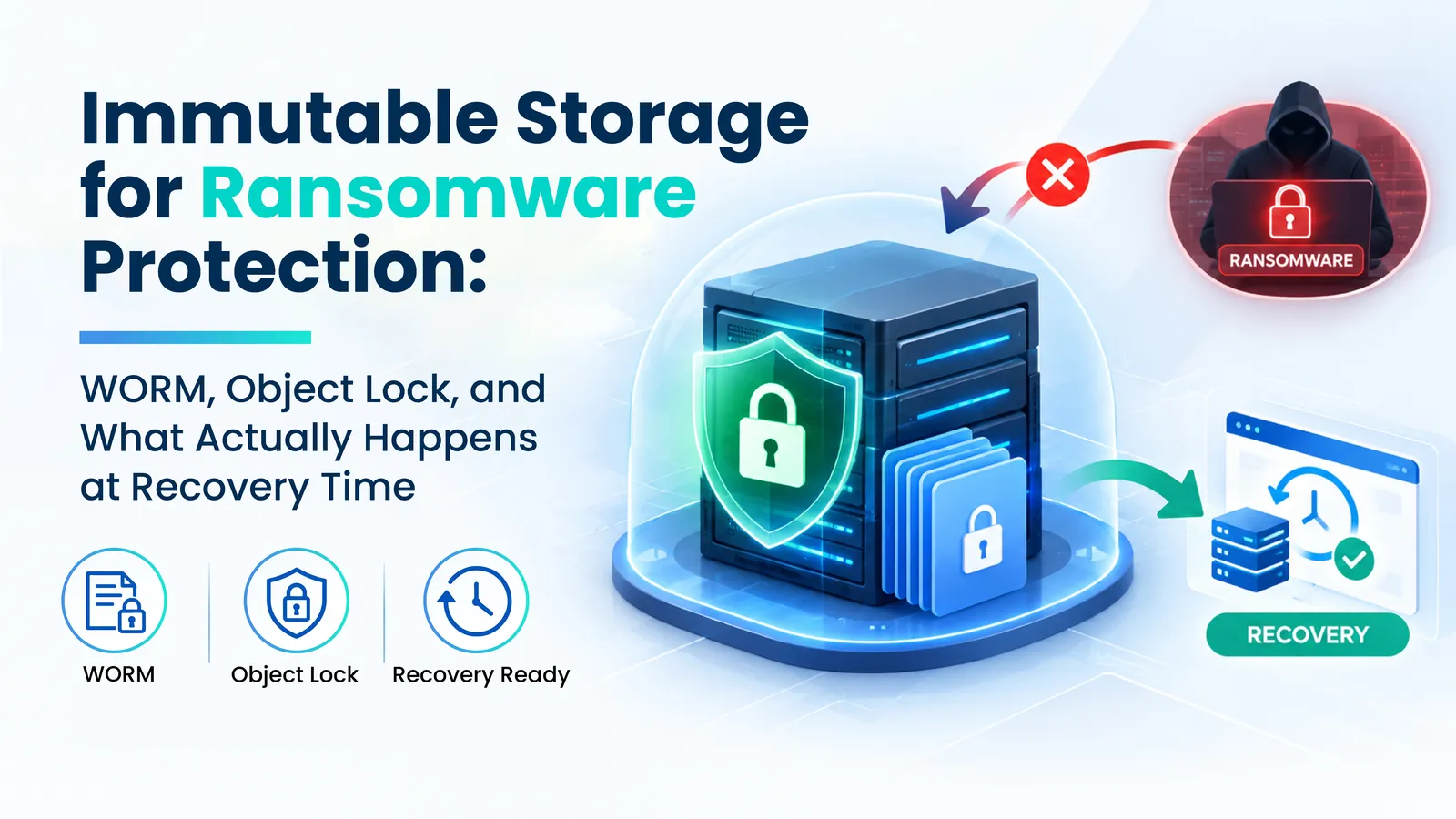 Immutable storage for ransomware protection with Object Lock, encryption, and geo-distributed storage